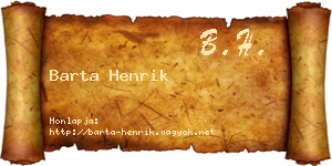 Barta Henrik névjegykártya